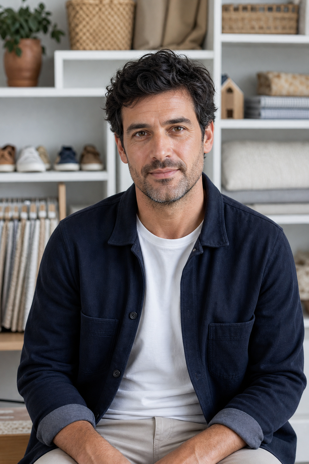 Retrato editorial de Mateo Salvat en un estudio de hogar